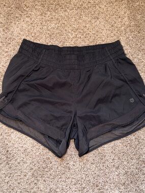 Athleta Black Athletic Shorts with Mesh Trim